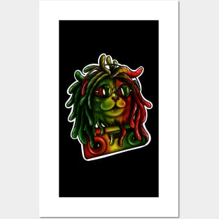 Reggae Cat with Rasta and Music box Colored Art Posters and Art